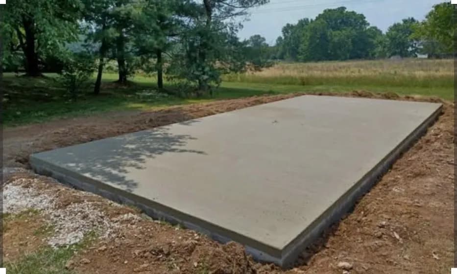 Freshly poured concrete slab foundation in Anne Arundel County