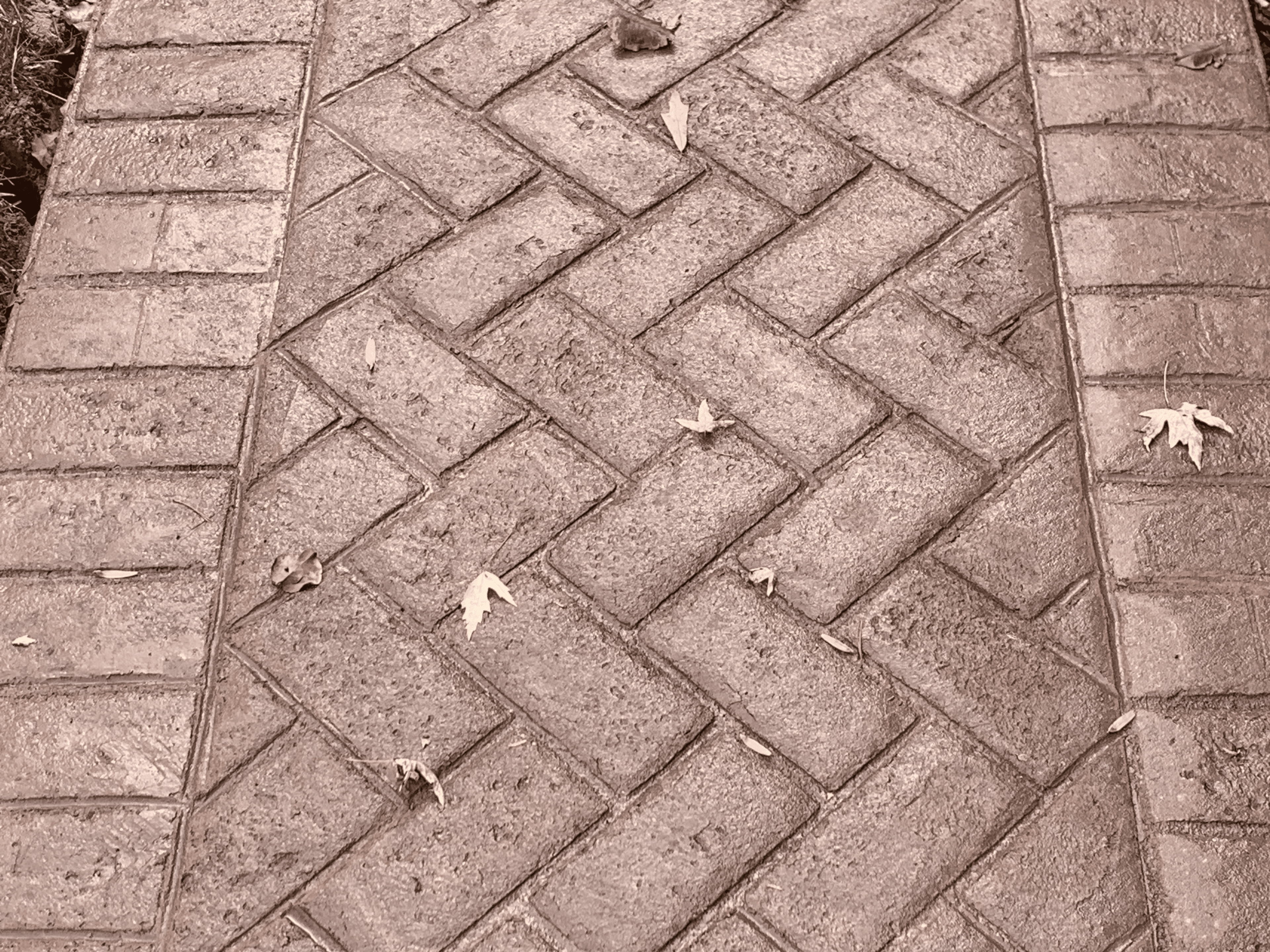 Herringbone brick stamped concrete pattern sample